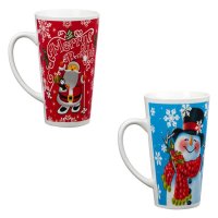 2 броя Комплект коледни високи чаши Дядо Коледа и снежен човек, 480 мл, снимка 2 - Чаши - 42754508