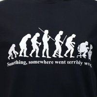 Нова мъжка тениска с трансферен печат Човешка еволюция в черен цвят, снимка 13 - Тениски - 36598981