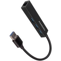 USB Хъб USB3.2 Axagon HMA-GL3A 3 USB + Gigabit LAN Черен Метален Разклонител, снимка 1 - Кабели и адаптери - 31898305