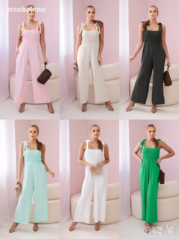 Дамски гащеризон с презрамки и горна част с волани, 6цвята , снимка 1