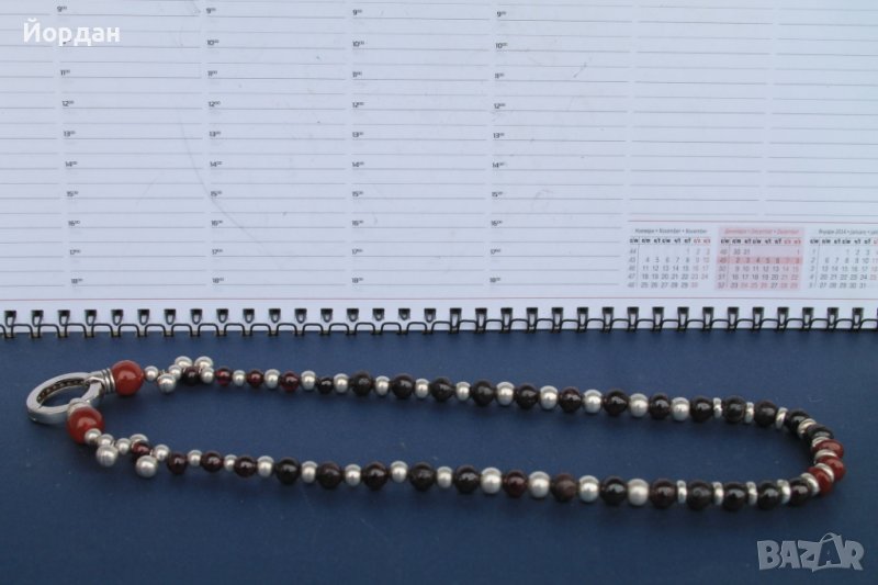 Дизайнерски накит/гердан-сребро,гранат,карнеол, снимка 1