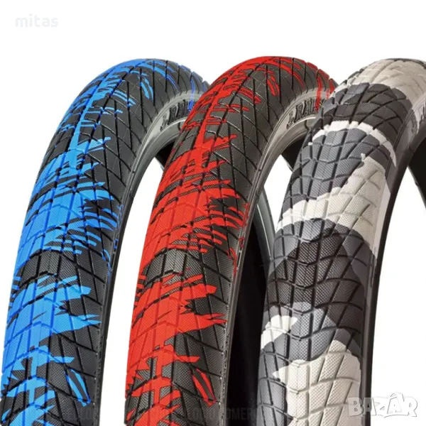 Цветни външни гуми за БМХ велосипед 20 x 2.125 (54-406) - Blue, Grafit, снимка 1