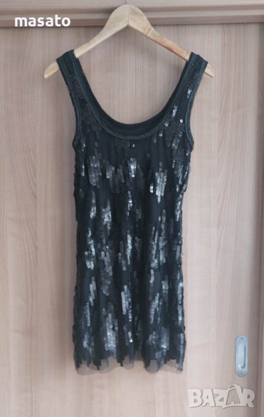 ZARA - черна рокля с пайети, снимка 1