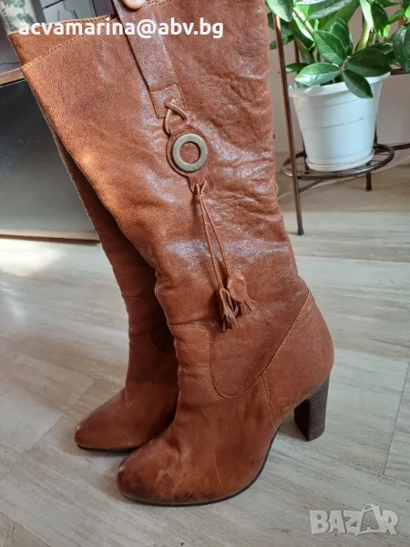 кафяви ботуши естествена кожа с топла подплата, снимка 1