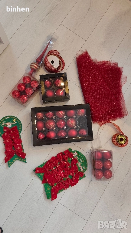 Коледна червена декорация за елха, снимка 1