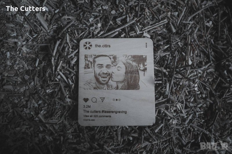 Подарък гравирана снимка върху дърво - "Instagram", снимка 1