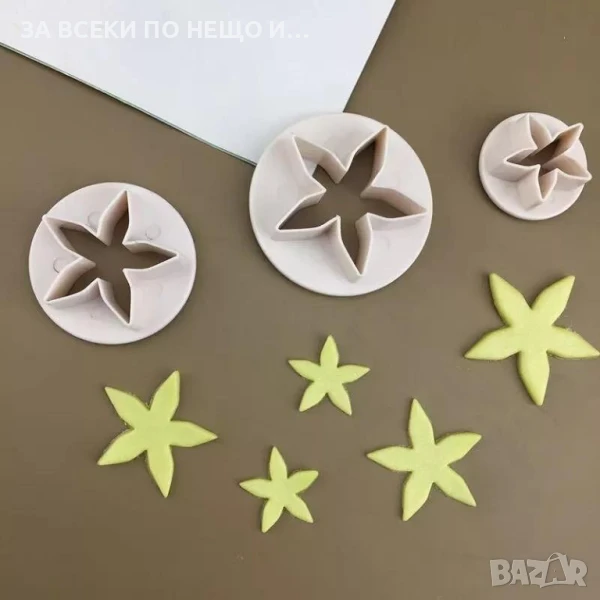 3 бр/к-кт пластмасови резци за сладки - звезди петолъч, снимка 1
