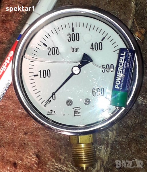 Неръждаем манометър ф100 глицеринов 0÷600 атмосфери, снимка 1
