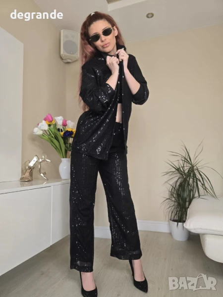 Дамски комплект с пайети от две части, снимка 1