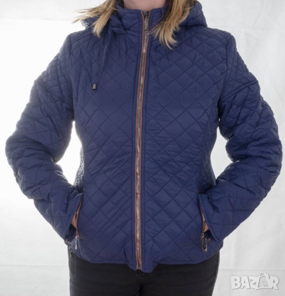 Тъмносиньо дамско яке с качулка Coatme - XL, снимка 1