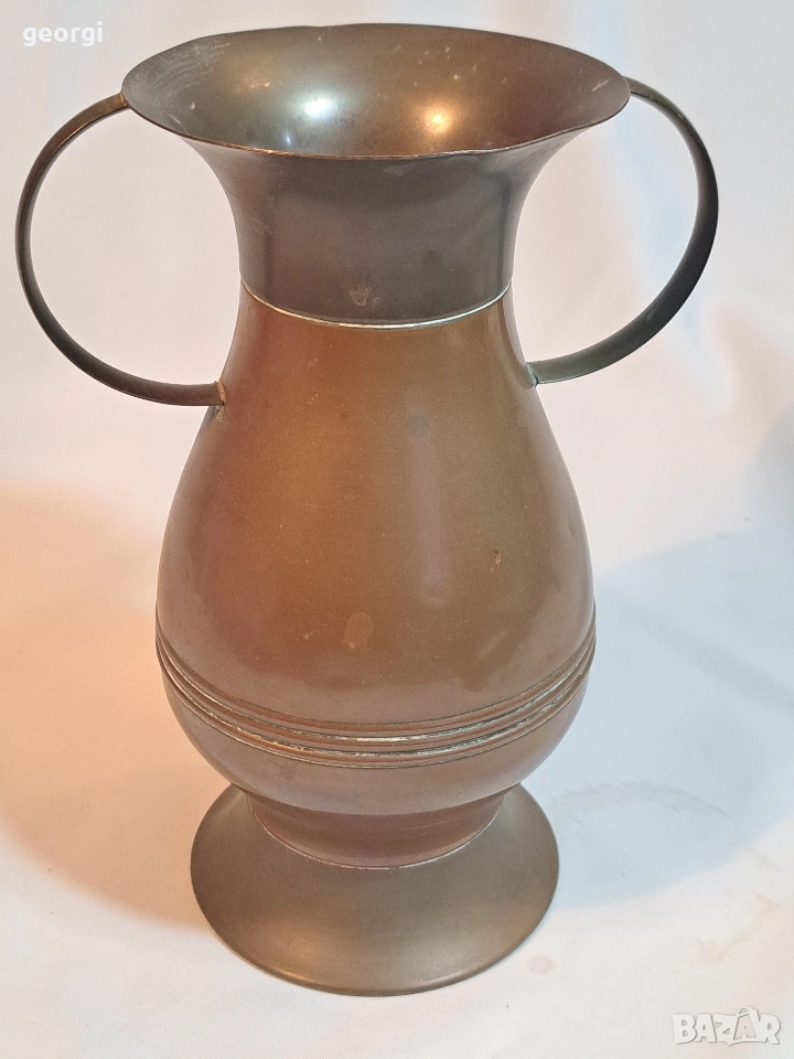 винтидж медна ваза с бронзови елементи 32/4, снимка 1