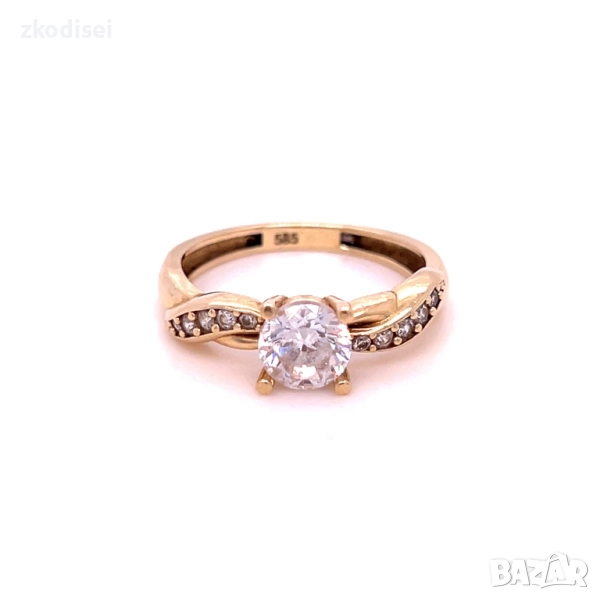 Златен дамски пръстен 2,29гр. размер:55 14кр. проба:585 модел:34325-1, снимка 1