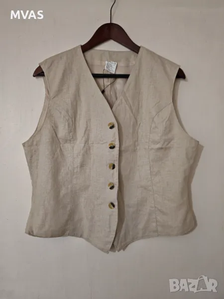 Нов дамски ленен елек L размер , снимка 1