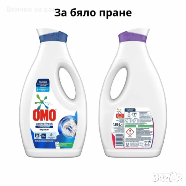 Течен перилен препарат за цветно и бяло пране OMO Active Fresh Cold Power 1.7 л, снимка 1