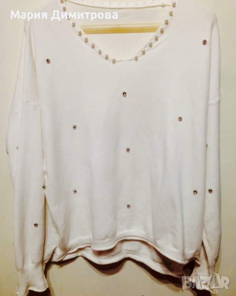 Модерна блуза с перли и кристали, снимка 1