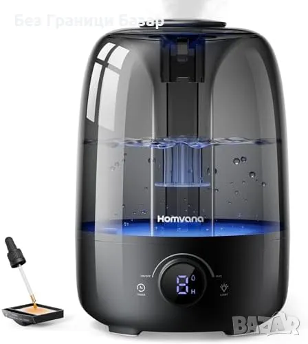 Нов Овлажнител за въздух с арома дифузер и 7-цветна LED светлина за дом стая, снимка 1