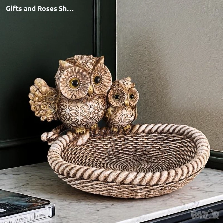 Декоративно плато Две бухалчета, снимка 1