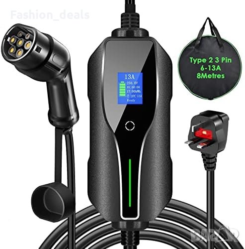Ново Преносимо зарядно за електрически автомобили  3.3KW, 8M кабел захранване кола, снимка 1