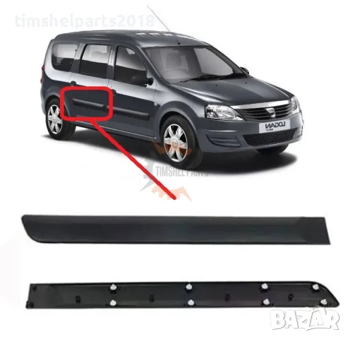 Покривна защитна лайстна, Задна врата за Dacia Logan / MCV I 2003-2012 - Пасажерска страна