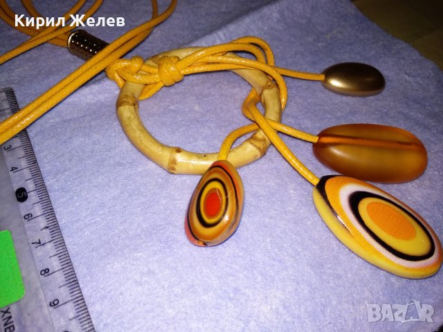 КРАСИВО ЕФЕКТНО АРТ КОЛИЕ ОГЪРЛИЦА ЦВЕТНО СТЪКЛО ХЕНД МЕЙД ФЕШЪН БИЖУ 34787, снимка 4 - Колиета, медальони, синджири - 39139900