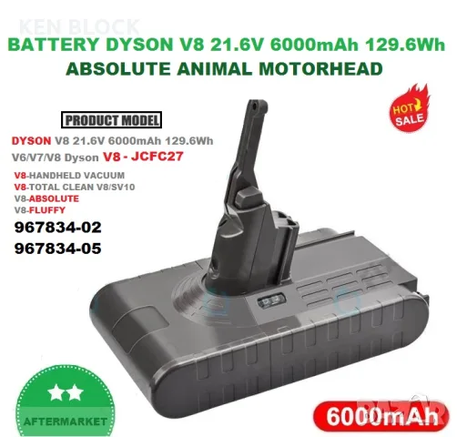 Батерия Dyson V8 21.6V 6000mAh 129.6Wh Нова - V8 Absolute Animal Motorhead