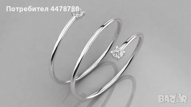 Елегантен златен пръстен с два диаманта, снимка 3 - Пръстени - 50740424