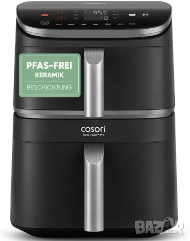 Фритюрник с горещ въздух Cosori Turbo Tower Pro 10,8 л, 2 камери