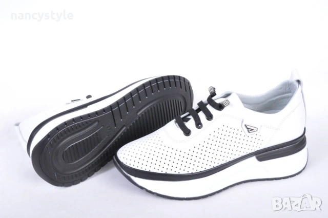 NEW! Бели дамски маратонки ниска платформа, снимка 4 - Маратонки - 53947849