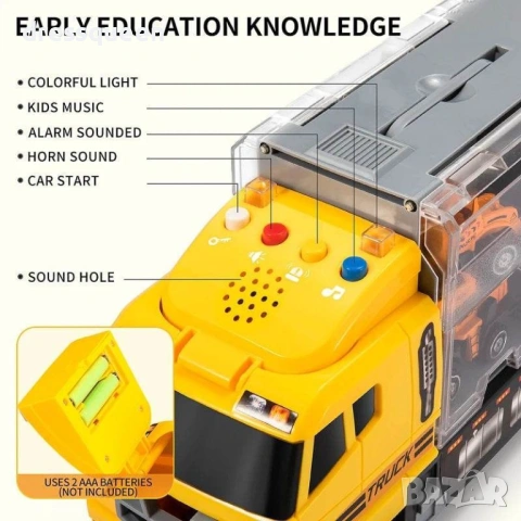 4740 Транспортен камион 2-в-1: Мобилна база и сет от 7 мини строителни багера и камиони, снимка 5 - Коли, камиони, мотори, писти - 54069681