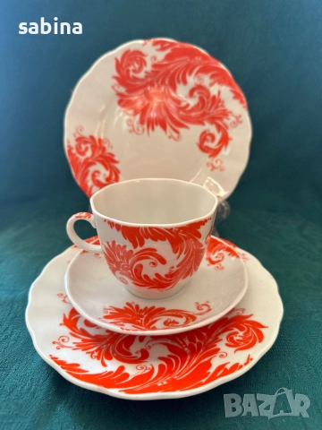 Пълен руски сервиз “Перо на Жар птица” с десертни чинии на ЛФЗ “Ломоносов”, снимка 5 - Сервизи - 52255965