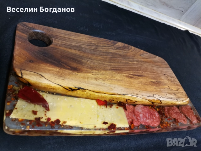 Плато за сервиране и рязане орех и епоксидна смола , снимка 5 - Прибори за хранене, готвене и сервиране - 52682132