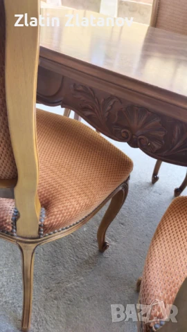 Запазена е!!!Маса с 6 стола стил Луи XV!, снимка 6 - Маси - 51178318