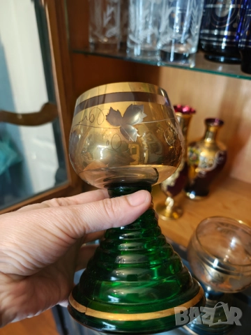 Страхотни кристални чаши с позлата , снимка 5 - Чаши - 51457467