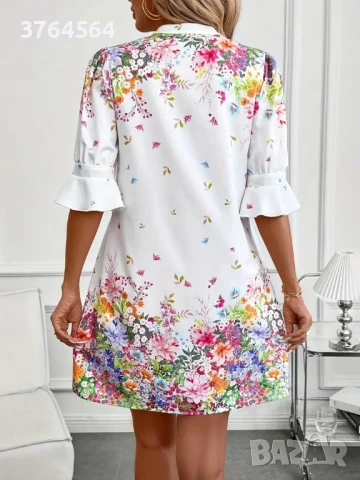 Eлегантна дамска рокля с флорални мотиви, снимка 2 - Рокли - 50956297