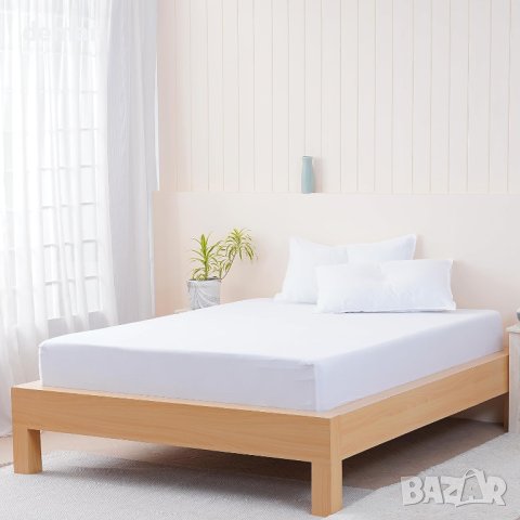 100% памучен хипоалергичен чаршаф с размер 182x202x41 см, снимка 1