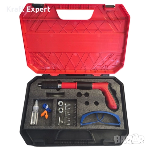 Ръчен пистолет за забиване на пирони с комплект аксесоари и подарък пирони, снимка 4 - Други инструменти - 51625347