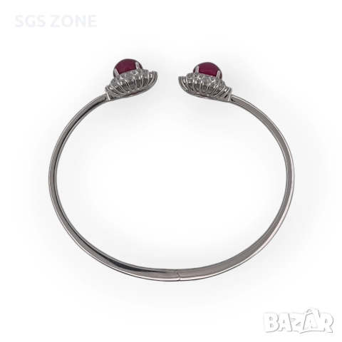 Стилна сребърна гривна с рубин, снимка 9 - Гривни - 52750348