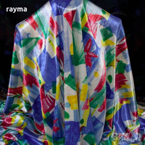 Плат италианско гладко еластично кадифе принт