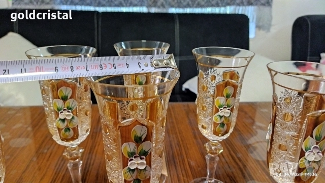 позлатени кристални чаши Бохемия Чехословакия , снимка 3 - Антикварни и старинни предмети - 52935863