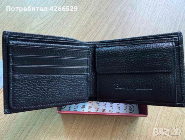 Мъжки черен кожен портфейл, снимка 4 - Портфейли, портмонета - 52479985