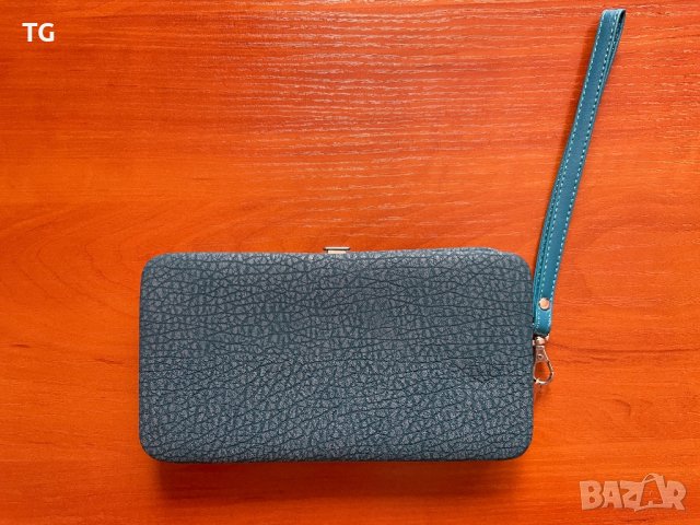Синьо дамско портмоне с прегради, снимка 3 - Портфейли, портмонета - 37170348