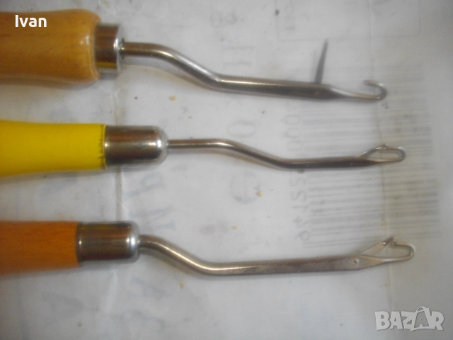 Нов немски оригинален к-т 3 бр. куки за макраме плетива от въже и дебела прежда Старо качество, снимка 15 - Други инструменти - 51555868