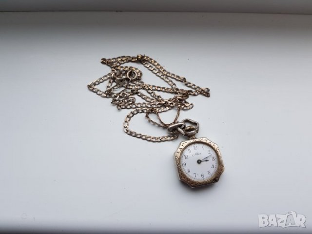 Дамски сребърен часовник със сребърна верижка, снимка 2 - Дамски - 31485479