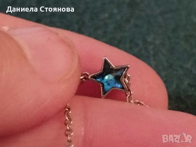 Сребърна гривна с три звезди Сваровски , снимка 2 - Гривни - 52162332