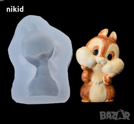 3d Катерица Катеричка хамстер Чип и Дейл силиконов молд форма украса декор фондан шоколад гипс смола, снимка 2 - Форми - 29711416