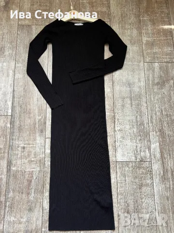Уникална нова по тялото еластична спортно елегантна черна еластична рокля рипс рипсена, снимка 2 - Рокли - 47682676