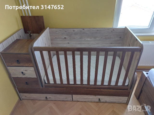 Комбинирано бебешко/детско легло-люлка модел "Ива"+ малък и голям матрак, снимка 1
