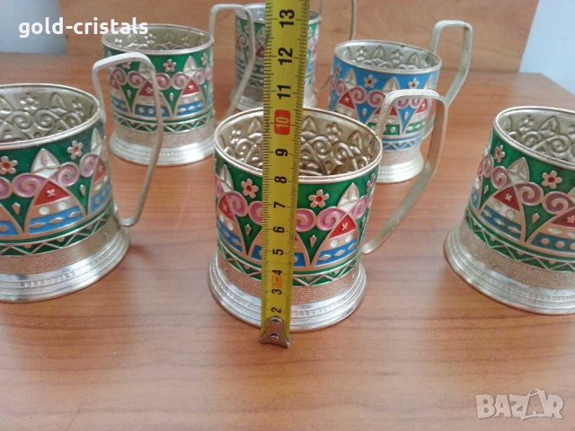 руски стакани подстакани с цветен емайл, снимка 6 - Антикварни и старинни предмети - 29224089