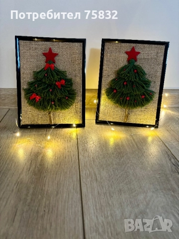🎄Коледни елхички в рамка🎄, снимка 3 - Декорация за дома - 52618528