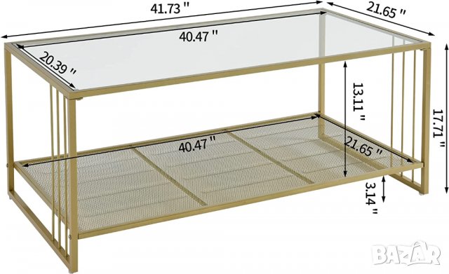 Стъклена холна маса / Масичка за кафе CKFZ-21404-GD, снимка 2 - Маси - 38952003